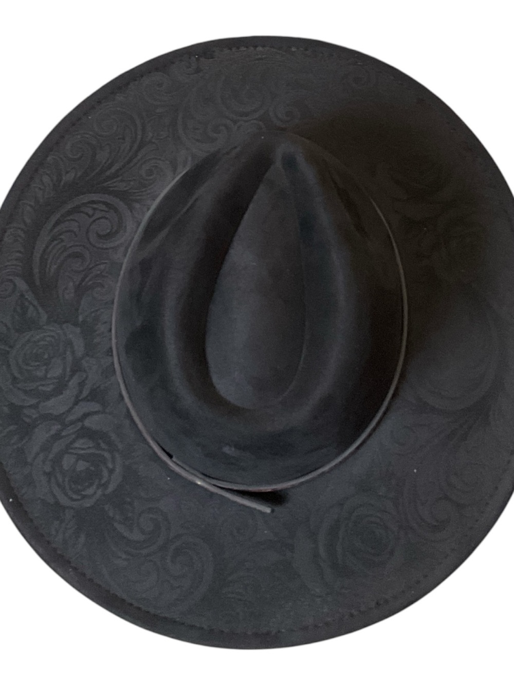 Black burned Wide Brim Felt Hat